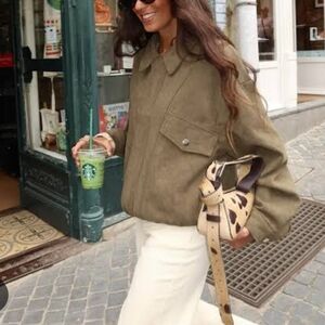 Shoedazzle Long Sleeve Utility Jacket Olive Green Size M